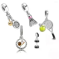 Loose Gemstones 925 Sterling Silver Badminton Baseball Dumbbel Sports Charms Beads Dangle Fit Original Bangle DIY Jewelry Gift