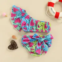 Clothing Sets Cute Infant Baby Girls Bikini Set Watermelon Print One Shoulder Top With Waist Tie Briefs Bathing Suit Swimsuit Summer
