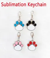 Sublimation Dog Paw Keychain Favor Metal DIY Po Keyring Cute Pet Footprint Hanging Pendant Christmas Gift for Kid6651794