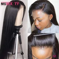 Lace Front Human Hair Wigs Pre Plucked Remy Msbeauty Straight Wig 150%