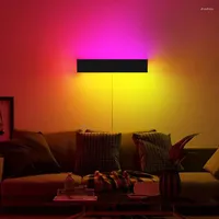 Wall Lamp Nordic Black White Remote RGB LED For Living Room Decoration Colorful Lights Bedroom Dining Indoor Lighting