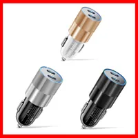 68W Dual USB Type C Car Charger Metal Auto PD Charger Adapter Fast Charging USB C Charger For CellPhone in Car For iPhone 13 12 Car-Charge Car-Charger Car Charging CC22
