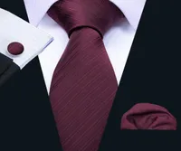 Tie Set Burgundy Solid Color Jacquard Woven Silk Necktie Handkerchief Cuffs 85cm Discount Fashion Men Accessories Fast N4337829