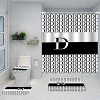 Letter Shower Curtain Set Comfortable Toilets Curtains Digital Print Flannel Toilet Cover Delicate Soft Bathroom Cushion311V