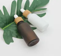 15ml 30ml 50ml Frosted Amber White Glass Dropper Bottle with Bamboo Cap 1oz Glass Bamboo Essential Oil Bottle9540857