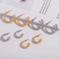 Hoop Earrings UJBOX Geometric Round For Women Retro Irregular Surface Wedding Party Prom Jewelry Gift