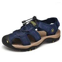 Sandals MIXIDELAI Genuine Leather Men Shoes Summer Large Size Men's Fashion Slippers Big 38-47