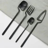 Matte Black Cutlery Set 18 10 Stainless Steel Dinner Tableware Flatware Set Knife Fork Spoon Dinnerware Party Silverware228d