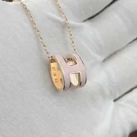 H Pendant Necklaces Designer Jewelry Herm S925 Sterling Silver Necklace Female Mashi Rose Gold Enamel Pendant ins Light Luxury Valentine's Day Collar Chain