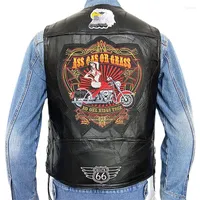 Men's Vests Four Seasons Leather Motorcycle Vest Jacket Fashion Embroidered Moto & Biker Sleeveless Street Punk For Men Clothes