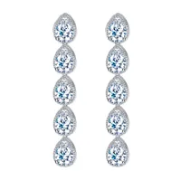 Luxury jewelry Long Dangle Water Drop earring designer for woman White AAA Cubic Zirconia Earrings Copper 18k Gold Diamond Earring7549531
