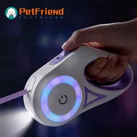 LED Retractable Dog Leash For Dogs Cats With Flashlight Automatic Nylon Dog Walking Lead Automatic Extending Dog Leash Roulette 21268S