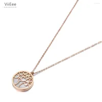 Choker ViiEee Original Design Stainless Steel White Shell Tree Pendant Necklace Jewelry Trendy Chain For Women Girl VN19118