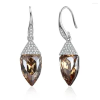 Dangle Earrings Charm Women Water Drop 925 Sterling Silver Austria Crystals Sexy Elegant Party Lady Love Gift
