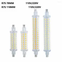 Lamparas R7S Bulb With PC Cover LED Corn Light Horizontal Plug 78mm 118mm 2835SMD 64LED 128 7W Replace Halogen Lamp