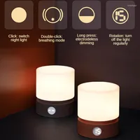 Night Lights Simple Cylindrical Lamp Bedside Desktop Atmosphere Breathing Sleep Light Stepless Dimming Design