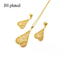 Necklace Earrings Set JHplated 2023 Dubai Fashion Pendant African Gold Color Wedding Gifts Party For Women Ornament