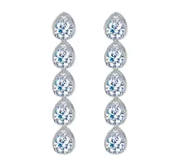 Luxury jewelry Long Dangle Water Drop earring designer for woman White AAA Cubic Zirconia Earrings Copper 18k Gold Diamond Earring1415700