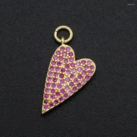 Charms 10x17mm Red CZ Zircon DIY Jewelry Heart Charm Pendant Wholesale Top Quality Bracelet Making Necklace