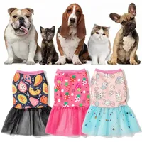 Dog Apparel Mesh Puppy Skirt Lace Design Cat Dress Spring And SummerDog Clothing Pet Fashion Printing Clothes Wholesale