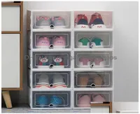 Storage Boxes Bins 6Pc Transparent Thickened Dustproof Shoes Organizer Box Can Be Superimposed Combination Shoe Cabinet Q1130 Drop7391902