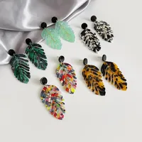 Stud Earrings Fashion Boho Multilayer Leaf Tassel Plant Acrylic Pendant Ear Jewelry Party Gifts For Women Girls