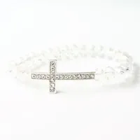 Charm Bracelets Fashion Glass Crystal Cross Transparent Beads Bracelet For Women Girls Prayer Handmade Gifts Summer Jewelry
