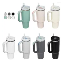 Water Bottles 40oz Mug Tumbler With Handle Insulated Lids Straw Stainless Steel Coffee Termos Cup Brand Logo