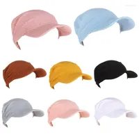 Visors Summer Sunscreen Turban Caps Solid Color Headscarf Hat Chemo Hair Loss Cap For Head Wear Home Outdoor Women Lady