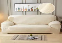 4seater Plush Sofa Cover Stretch Solid Color Thick Slipcover Sofa Covers for Living Room Pets Chair Cover Cushion Cover Sofa Towe3106928
