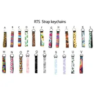 22 Designs Wristband Floral Printed Party Key Chain Neoprene Ring Wristlet Keychain Lanyard Chain Holder to Match Chapstick Holder5144432