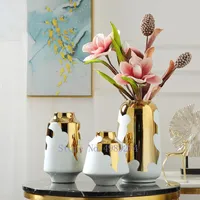 Vases Modern Ceramic Vase Golden Flower Living Room Desktop Arrangement Decoration Wedding Flowers Gold