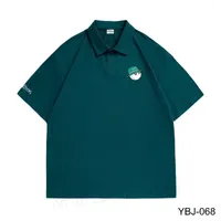 Men's Polos 2023 Summer MALBON Golf Embroidery Cotton Short Sleeve T-shirt Men's Business Jersey Polo Shirt Sweat-absorbing Sport Suit