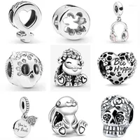 Loose Gemstones 925 Sterling Silver Be Happly Sheep Skull Clover DIY Fine Beads Fit Original Charm Bracelet Jewelry F038