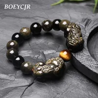Charm Bracelets BOEYCJR Natural Black Stone Pixiu Brave Troops Braided Buddhism Bead Energy Bangles & For Men Women Jewelry