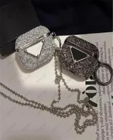 Diseñadores de diamantes bling casos de teléfono con oídos Cajas de diseñador de moda para AirPods Pro 4 3 2 1 Cajas de auriculares de marca Cadenas de plata Earphon8489007