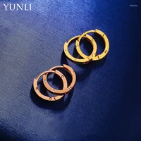 Backs Earrings YUNLI Real 18K Gold Earring Clip Simple Hoop Pure Solid AU750 For Women Fine Jewelry Gift EA006