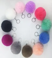 Sztuczna królicza futra Plush Fuzzy Furty Fur Key Ball Ball Burek Blak kluczyka kluczyka kluczyka Key Bejdia z pierścieniem SXJUN25725034