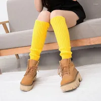 Women Socks Lady Solid Candy Color Knit Winter Loose Style Boot Knee High Stockings Leggings Gift Warm Boots