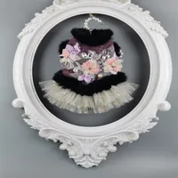 handmade dog apparel clothes pet dress gem flowers wool coat cats poodle Maltese245P
