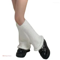Women Socks Leg Warmer Cute Plush Boots Stretchy Cuff Non-slip Winter Socking Knit Long For Girl