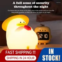 Night Lights 2023 LED Lying Flat Duck Silicone Light USB Charging Bedside With Sleep Pat Dimming Atmosphere Table Lamp Gift