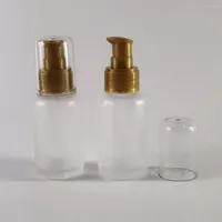 Storage Bottles 200 X Empty Travel 50ml Frost Round Glass Cream Shampoo Bottle With Gold Pump 50cc Lotion Containers