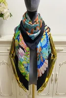 women039s square scarf scarves shawl 100 twill silk material black pint letters flowers pattern size 130cm 130cm8009341