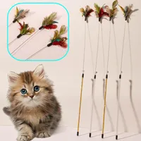 Cat Toys Toy Colorful Feather For Cats Scratch Stick Funny Interactive Steel Wire Self Hi With Bell