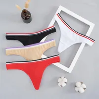 Women's Panties Simple Design Cotton Thongs Fashion Women Underwear Solid Underpants Sexy Lingerie V-pants Pinstripe Women's