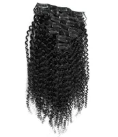 7pcs Mongolian Afro Kinky Curly Clip Ins Human Hair 100G African American Afro Kinky Hair Clip In Extensions 16quot 18quot 203133919