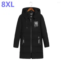 Men's Down 2023 9XL 8XL Winter Jacket Man Cotton-padded Clothes Keep Warm Loose Coat Fertilizer Enlarge Code Hat Fashion Lengthen