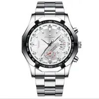 FNGEEN Brand White Steel Quartz Mens Watches Crystal Glass High Definition Luminous Watch Date 44MM Diameter Personality Stylish M235d