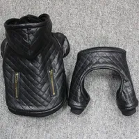 Leather small pet dog clothes winter Detachable two-piece set dog coat and jacket warm four legs hoodie dog apparel pet clothing Y327O